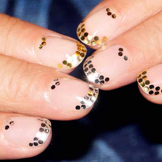Gilded Nude Glitter Nail Designs