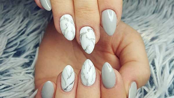 Marble Nail Art For Almond Nail Designs