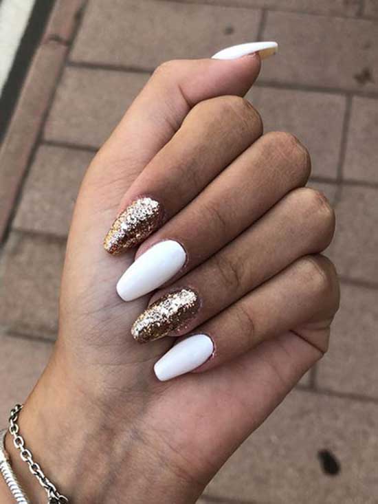 White and Gold Nail Designs for the Winter