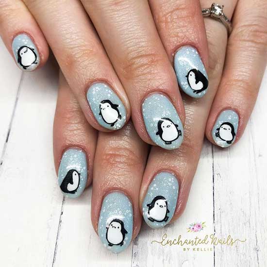 Frolicking Penguins Nails