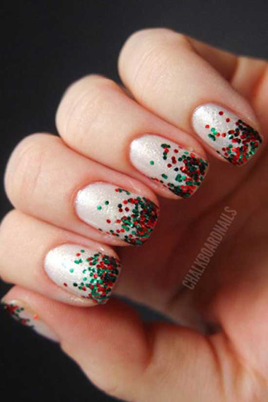 Glitter Dipped Christmas Nail Designs