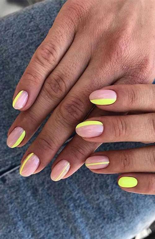 Nude and Neon Nails