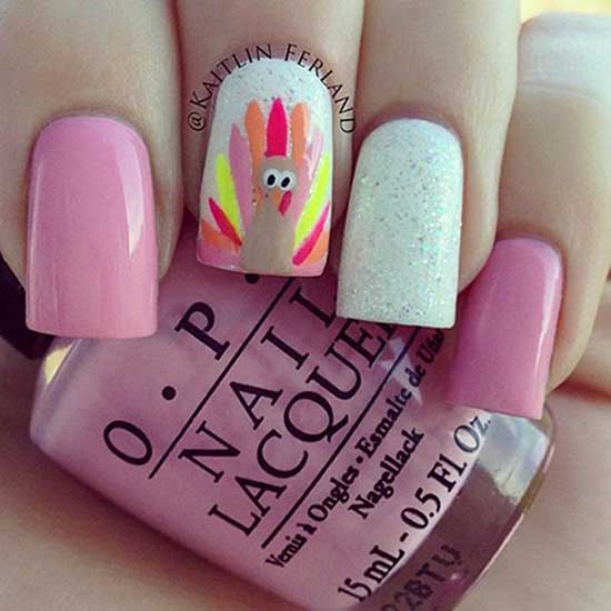 Pink Nails and Colorful Turkey