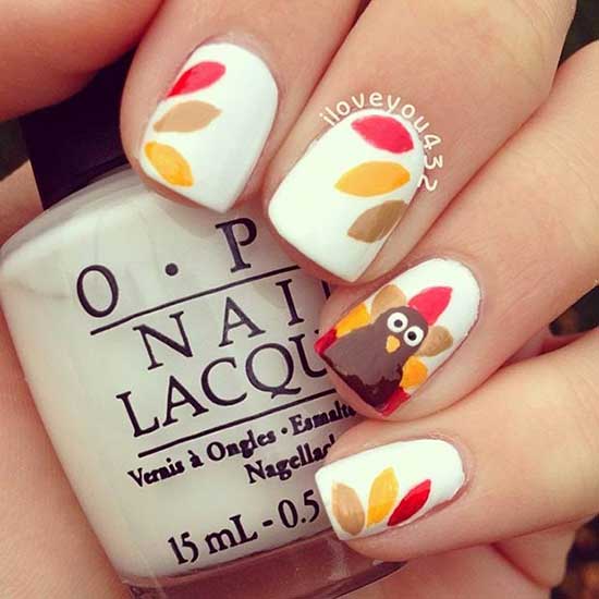 Turkey Accent Thanksgiving Nails