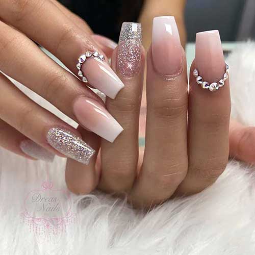 Clear Nails with Silver Glitter