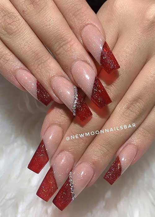 Clear Red Nail Design