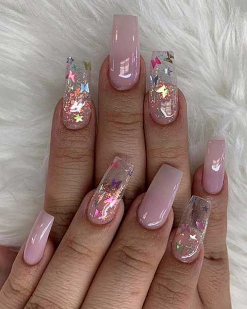 Cute Butterflies Pink Nails