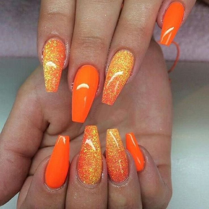 Cute Orange Acrylic Nail Design