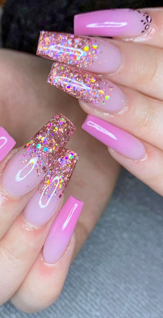 Beautiful Pink Nail Designs for Coffin Nails