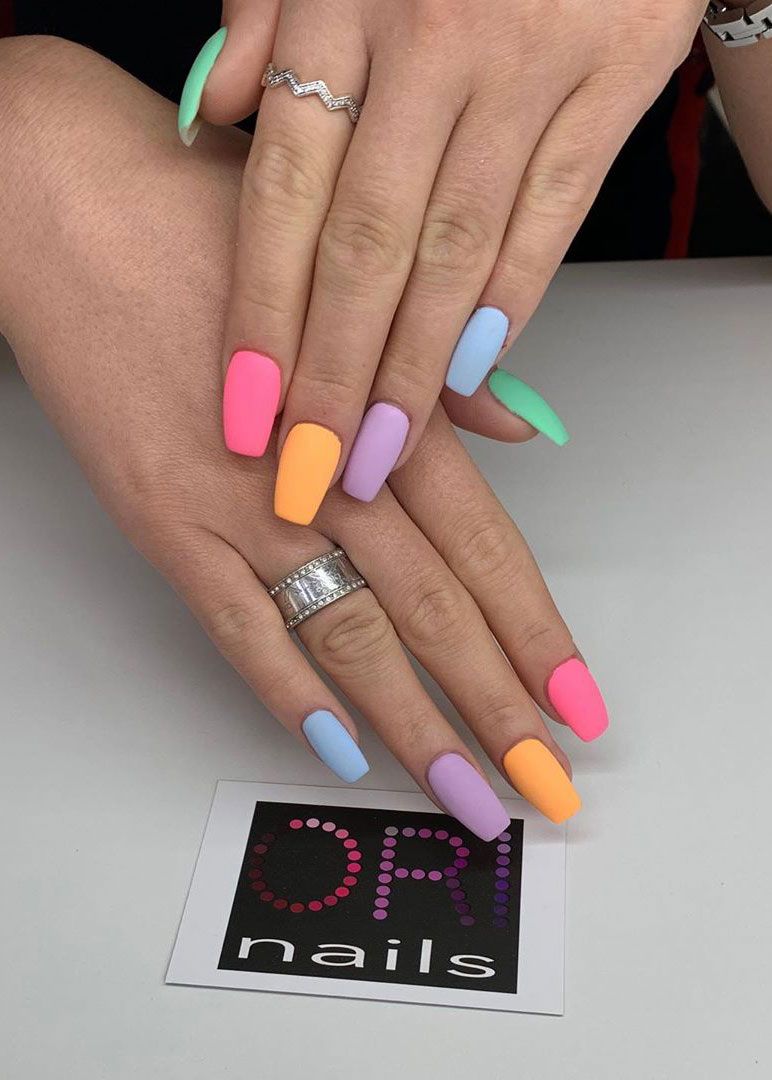 Multi-Color Matte Nails