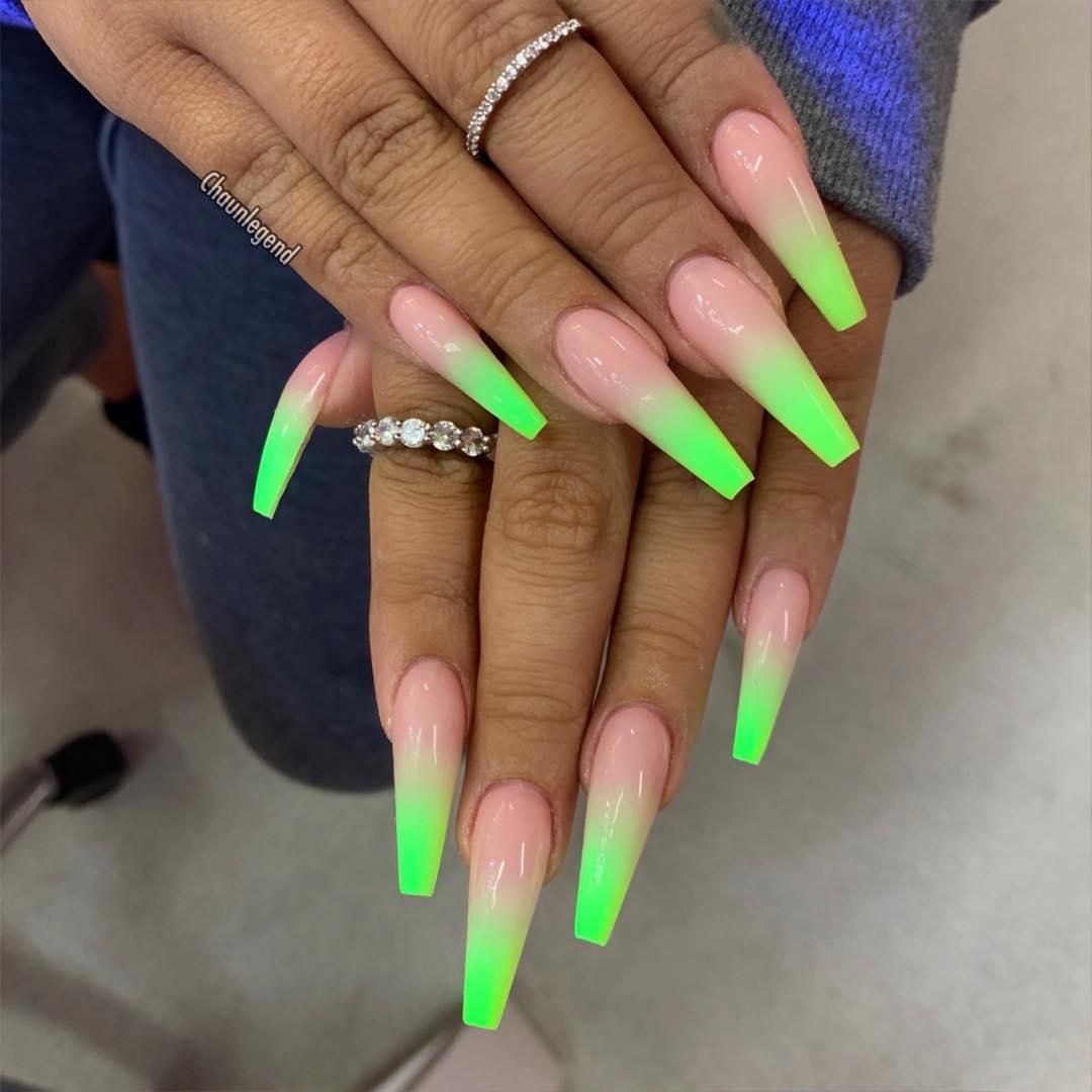 Neon Coffin Nails