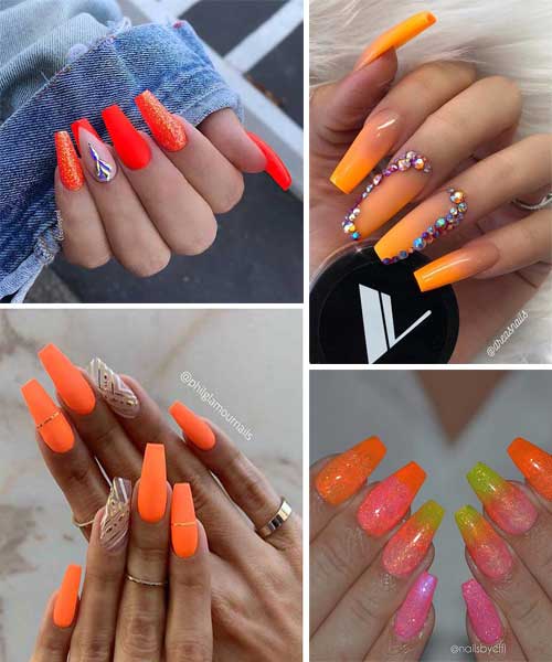 21 Best Neon Orange Nails for Summer to Enjoy-2021