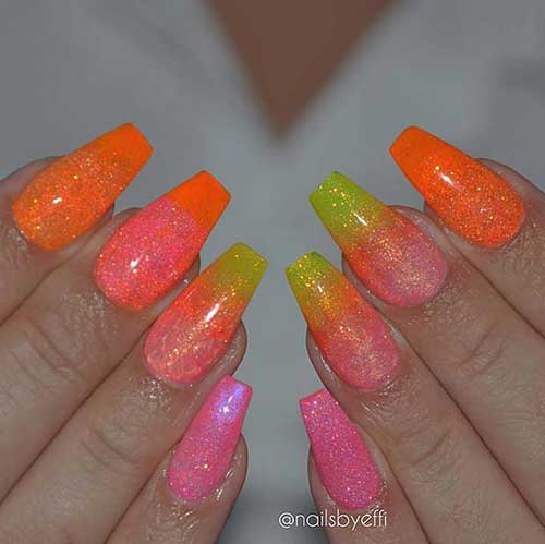 Sparkly Neon Nails