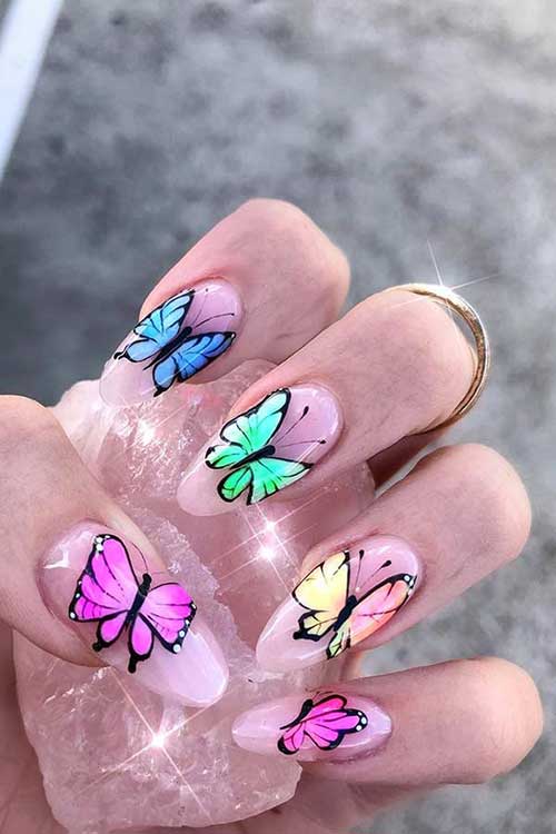 Colorful Butterfly Nail Designs