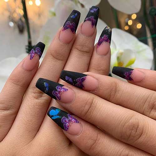 Dark Butterfly Nails with Purple