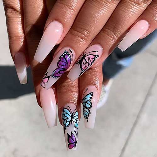 French Ombre Butterfly Nails