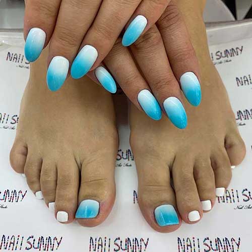 Light Blue and White