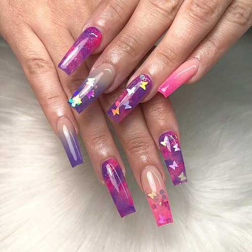 Pink and Purple Nail Idea