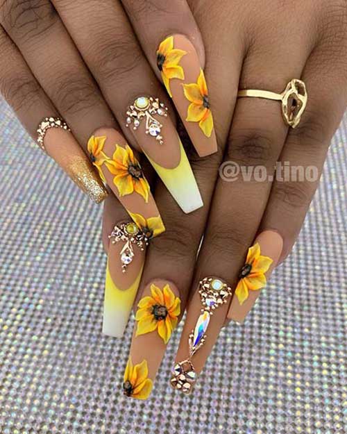 Bold Sunflower Nails