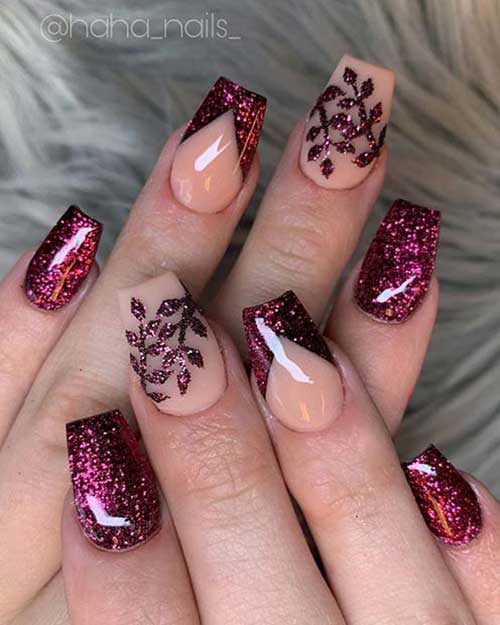 Glittery Nail Designs Maroon