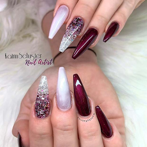 Maroon Ombre Nail Design