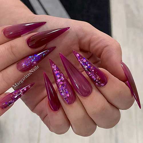 Maroon Stiletto Nails