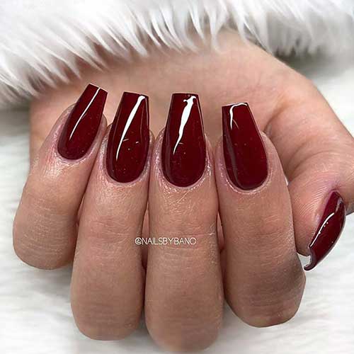 coffin maroon nails glossy